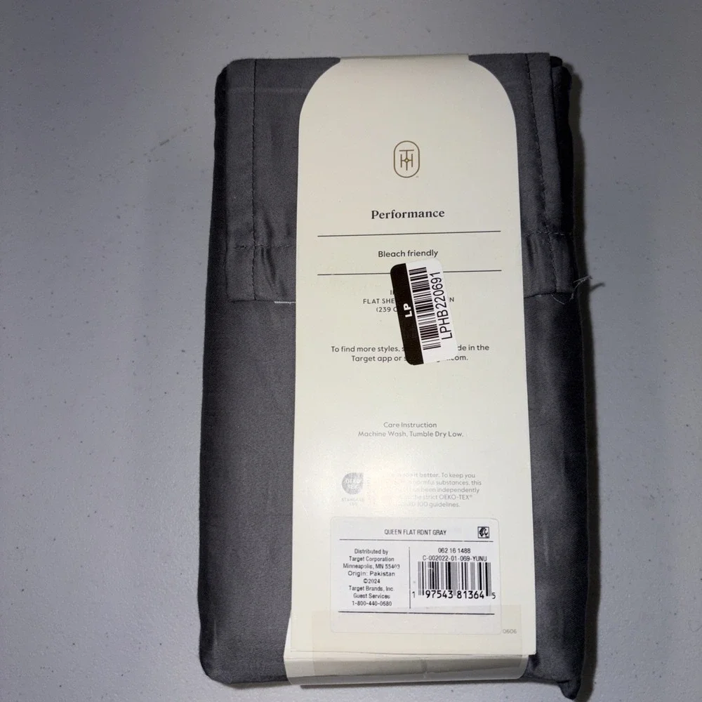 Queen 400 Thread Count Performance Flat Sheet Classic Gray - Threshold: Cotton
